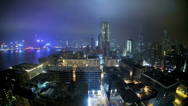 香港时间流逝照明夜景维多利亚港，亚洲视频素材