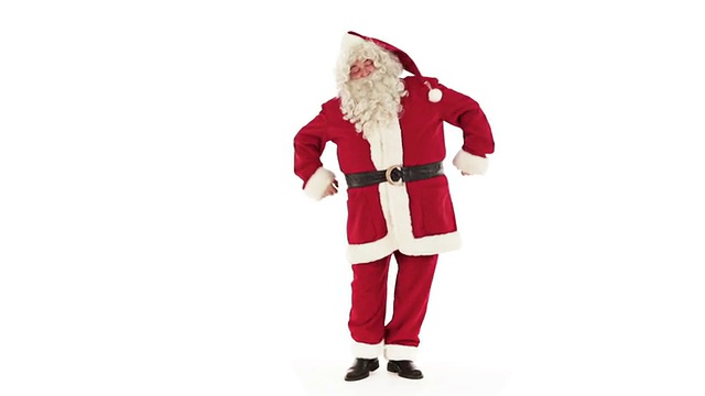 高清视频有趣的圣诞老人跳舞的白色背景视频素材