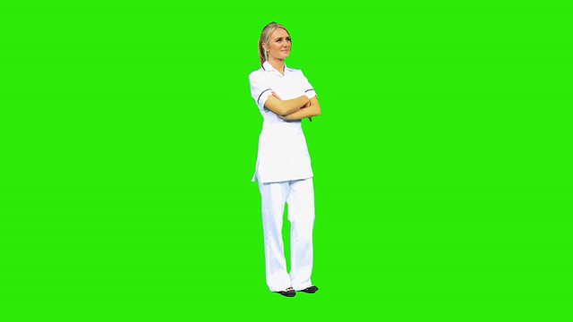 年轻女性白种人护士绿色屏幕视频下载