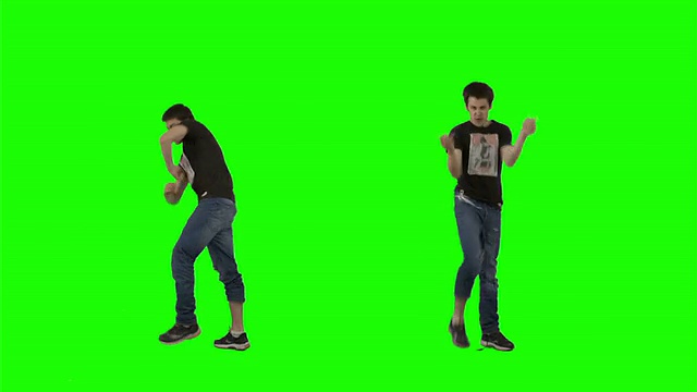 疯狂的舞蹈在绿色屏幕上视频素材