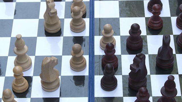 玩象棋的特写，在公园里。视频下载