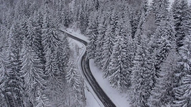 冬季仙境中的汽车路视频素材