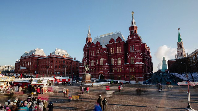历史博物馆和圣诞集市。莫斯科。Time-Laps视频下载