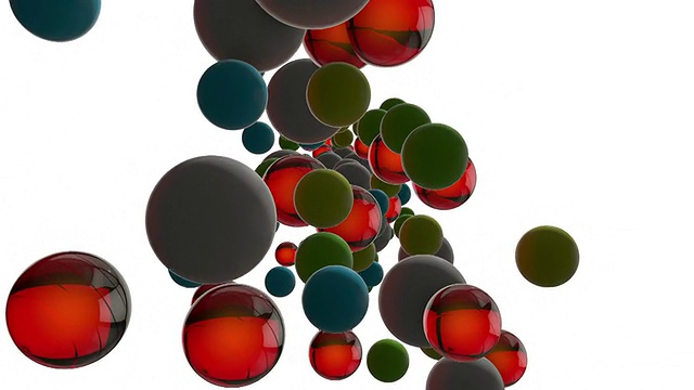 漂浮在空中的彩色3D玻璃球视频素材