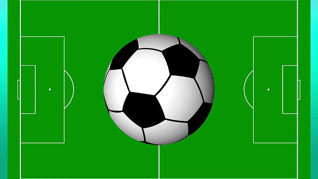 足球落在了足球场上，动画视频素材