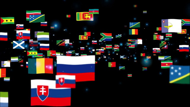 世界旗帜飘扬，黑色视频下载