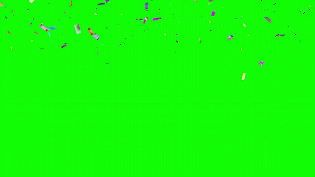 五彩纸屑下降。绿色的屏幕。视频下载