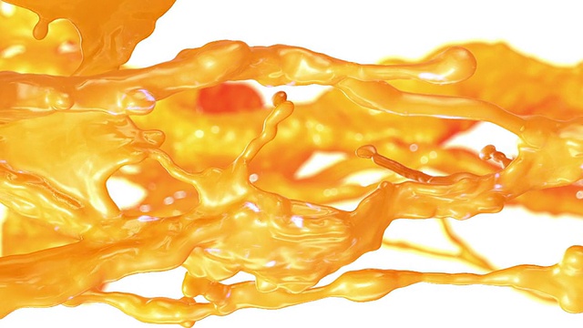 新鲜橙汁以超慢的动作流动。视频素材