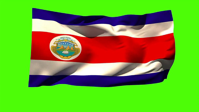 哥斯达黎加国旗在微风中飘扬视频下载