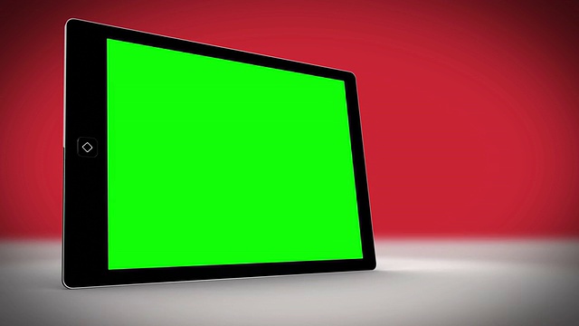 屏幕绿色的平板电脑，背景变化视频下载