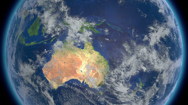 地球旋转，放大到澳大利亚视频下载