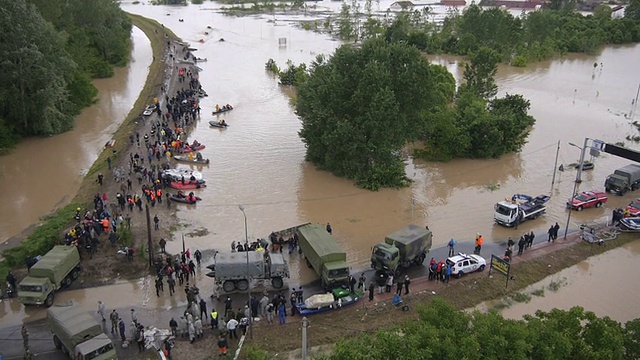 洪水救援行动视频素材