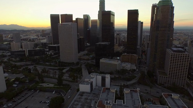 洛杉矶空中市中心城市景观黎明视频素材