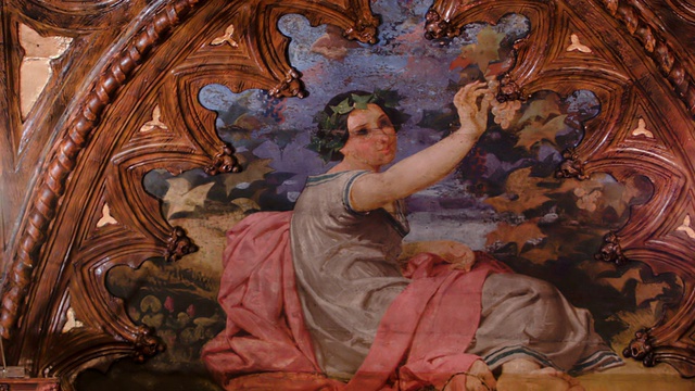 意大利文艺复兴时期别墅的华丽房间里的壁画视频素材