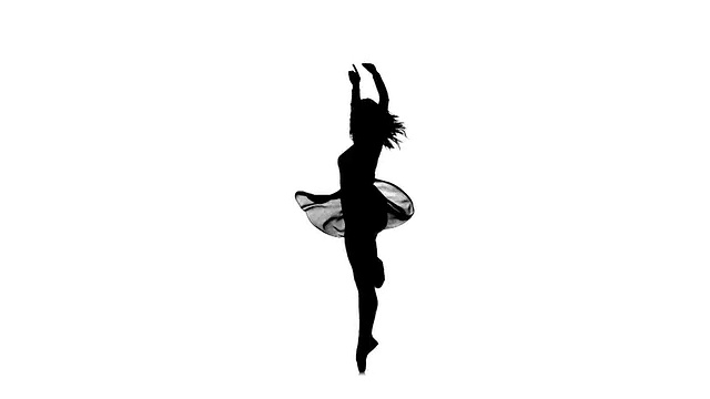 美丽的芭蕾舞女演员孤立在白色的背景，剪影视频下载