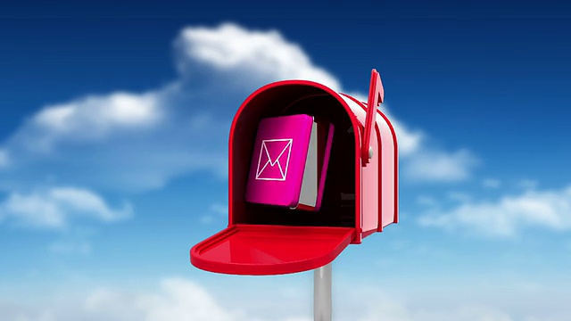 邮件图标在蓝色的天空背景上的邮箱视频下载