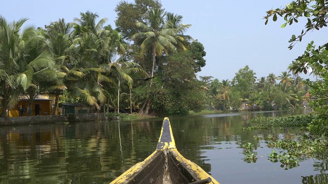 印度南部喀拉拉邦的一艘独木舟视频素材