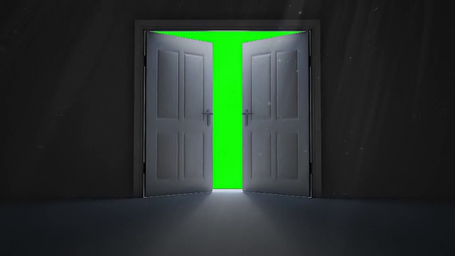 门开到绿色屏风视频素材