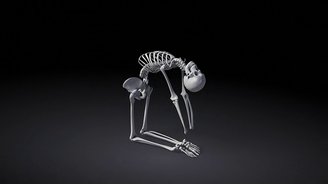 人体骨骼的骆驼瑜伽姿势视频素材