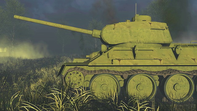 俄罗斯坦克T 34侧视图视频素材