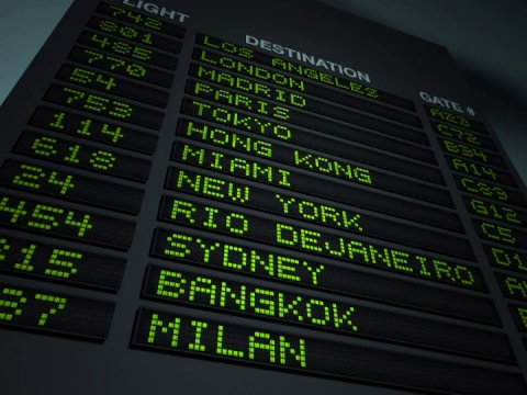 机场航班资讯板视频素材