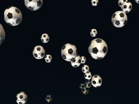 足球飞舞，地面反射视频素材