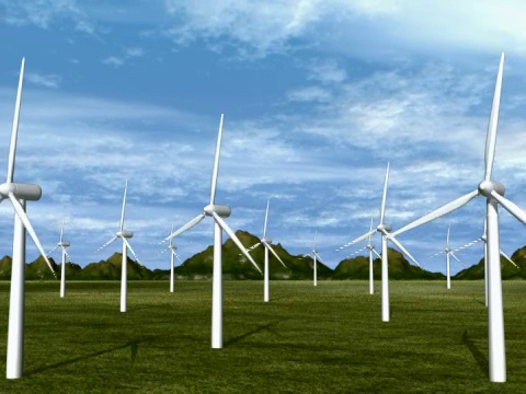 风力涡轮机的农场。NTSC。视频素材