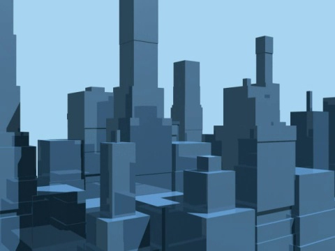 3D蓝色科技城。Loopable。NTSC。视频下载