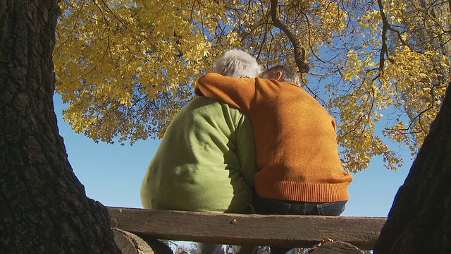 秋季老年夫妇的后景视频素材