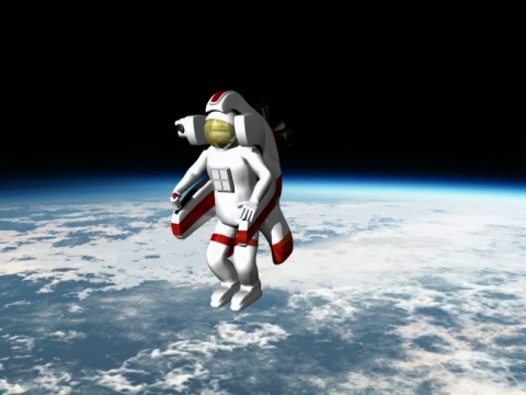 宇航员与NTSC喷气背包漂浮在太空中视频下载