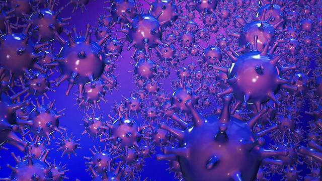 抽象病毒用紫色和蓝色表示视频素材
