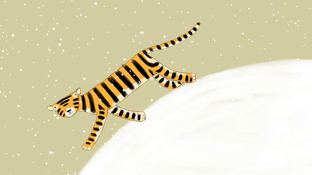 老虎跑来跑去的冬季地球-可循环，高清视频下载