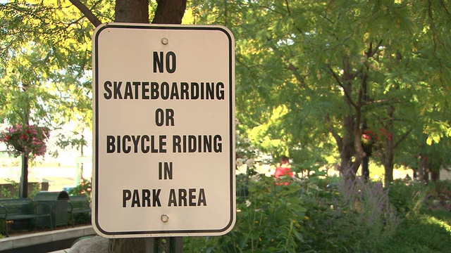 公园禁止滑板标志视频下载