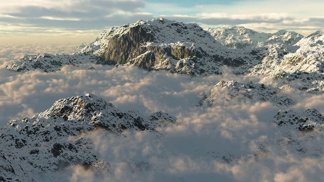雪山云雾冬季荒野攀登高峰飞行登山视频素材