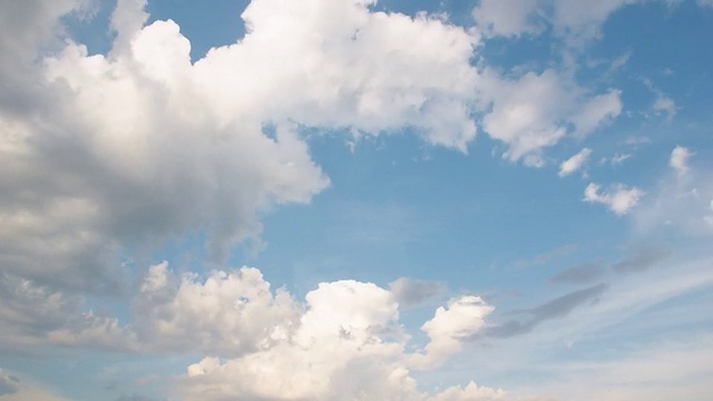 多层次的白色浮云在蓝天-运动的背景视频素材