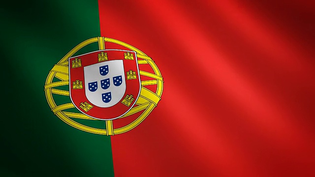 葡萄牙环旗迎风飘扬视频素材