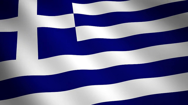 希腊环旗迎风飘扬视频下载