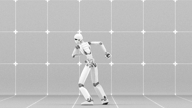 白色机器人，疯狂的舞蹈，灰色背景，三部分中的第三部分视频下载
