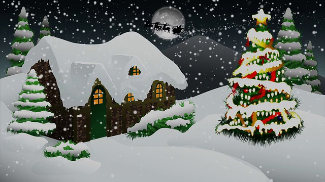 白雪皑皑的圣诞树视频下载