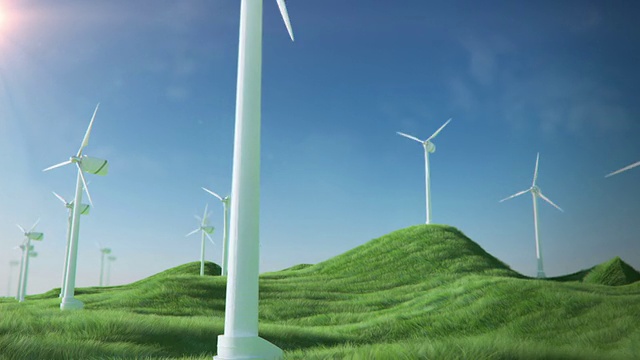 绿色能源风力涡轮机循环视频下载