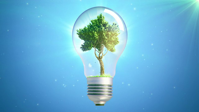 绿色能源灯泡树环视频下载