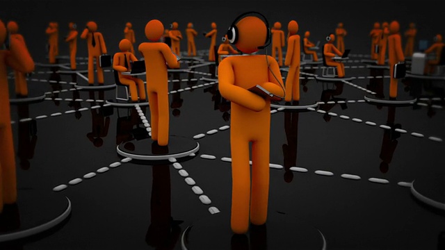 社交网络。橙色。黑色背景。视频素材