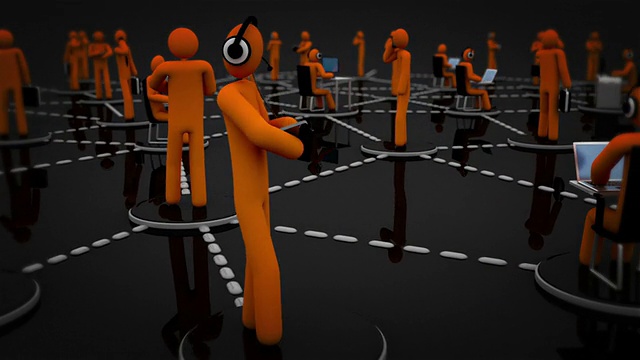 社交网络。橙色。黑色背景。视频素材