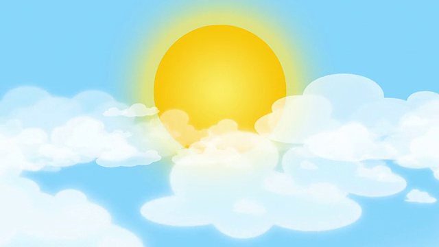 卡通太阳，云彩和蓝天视频下载