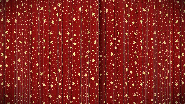 红窗帘，星星，开合，高清，面具。视频素材