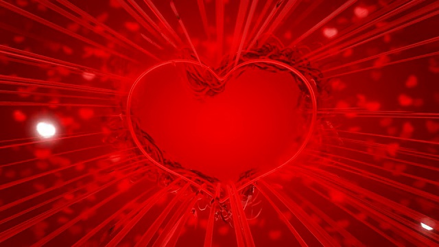 红色圣瓦伦丁节心形和闪闪发光视频素材