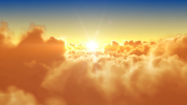 和太阳一起飞过云层。毛圈的3 d动画。高清。视频素材