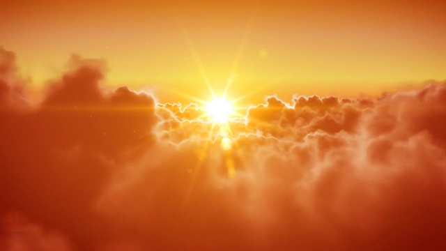 和太阳一起飞过云层。毛圈的3 d动画。高清。视频素材
