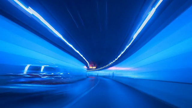 HD:道路隧道驾驶，时间流逝视频素材