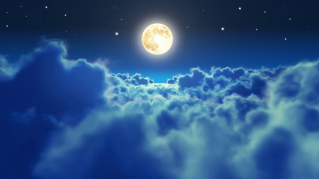在有月亮的夜晚飞过云。循环。视频素材